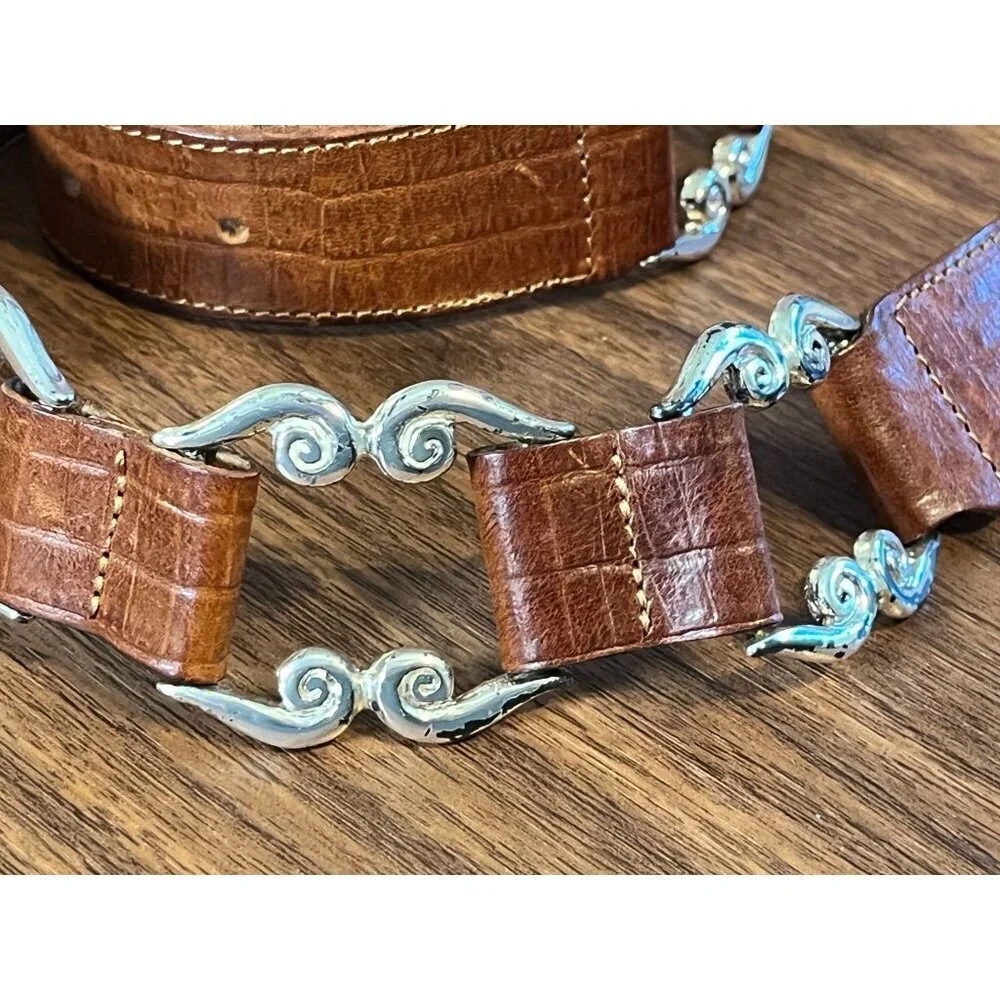 Western Metal Buckle Brown Leather Belt 36